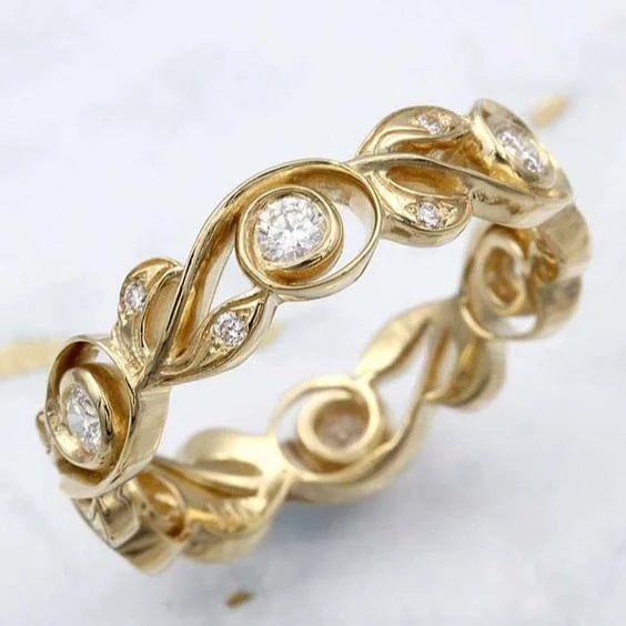 Vintage Zirconia Ivy Golden Ring