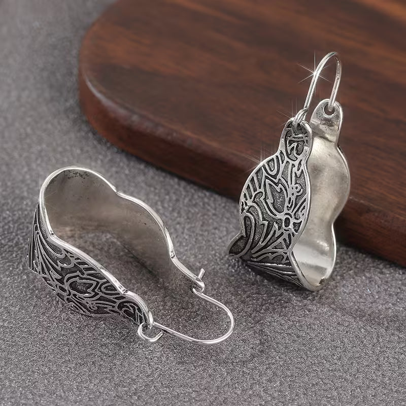 Ornate Serenity Etched Hoop Earrings