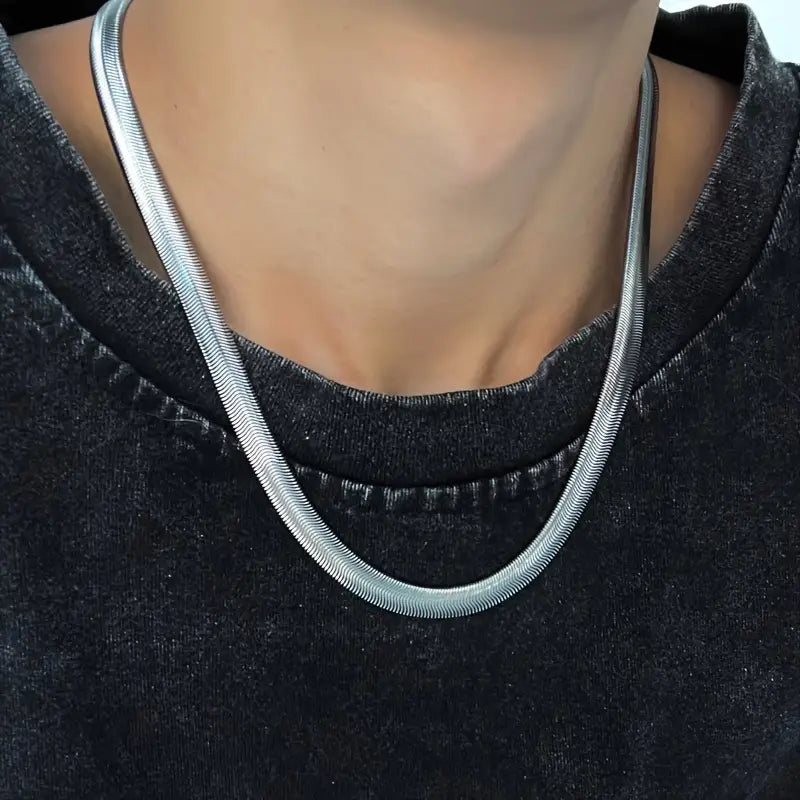 Men's 6mm Stainless Steel Snake Bone Necklace