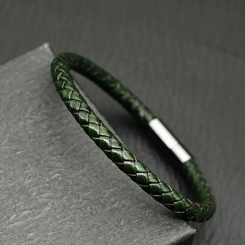 Braided Leather Wristband 6mm Vintage Couture Edition