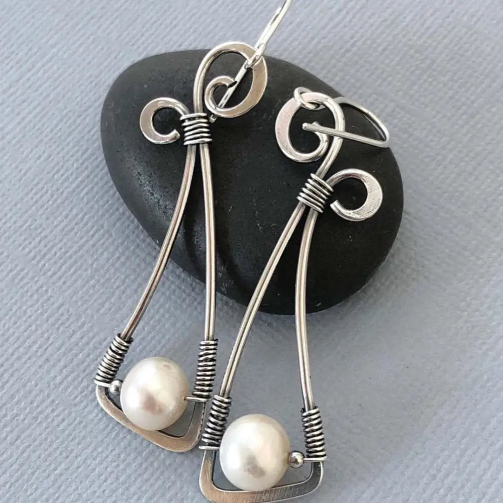 Vintage silver pearl earrings