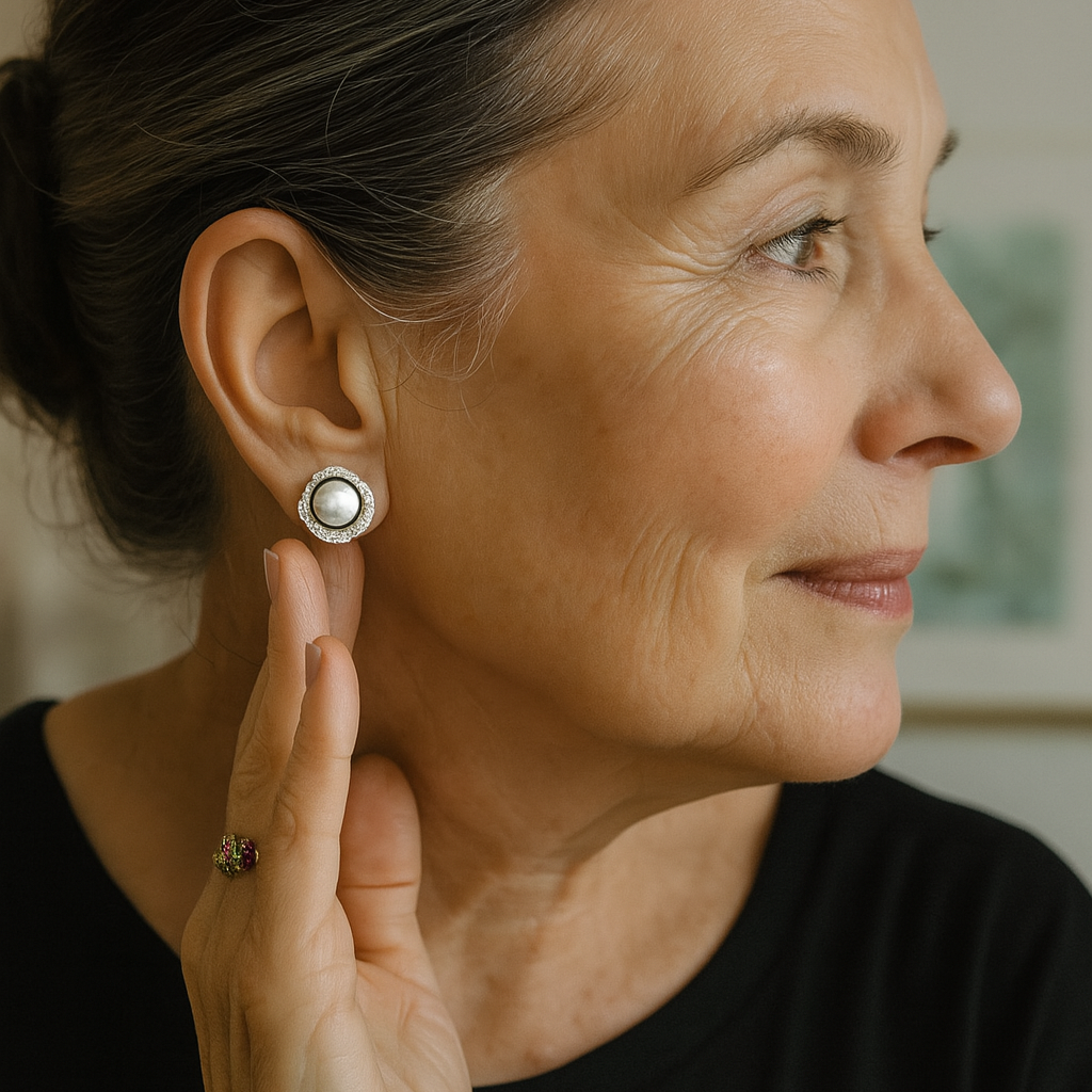 Shiny spiral earrings with elegant pearls