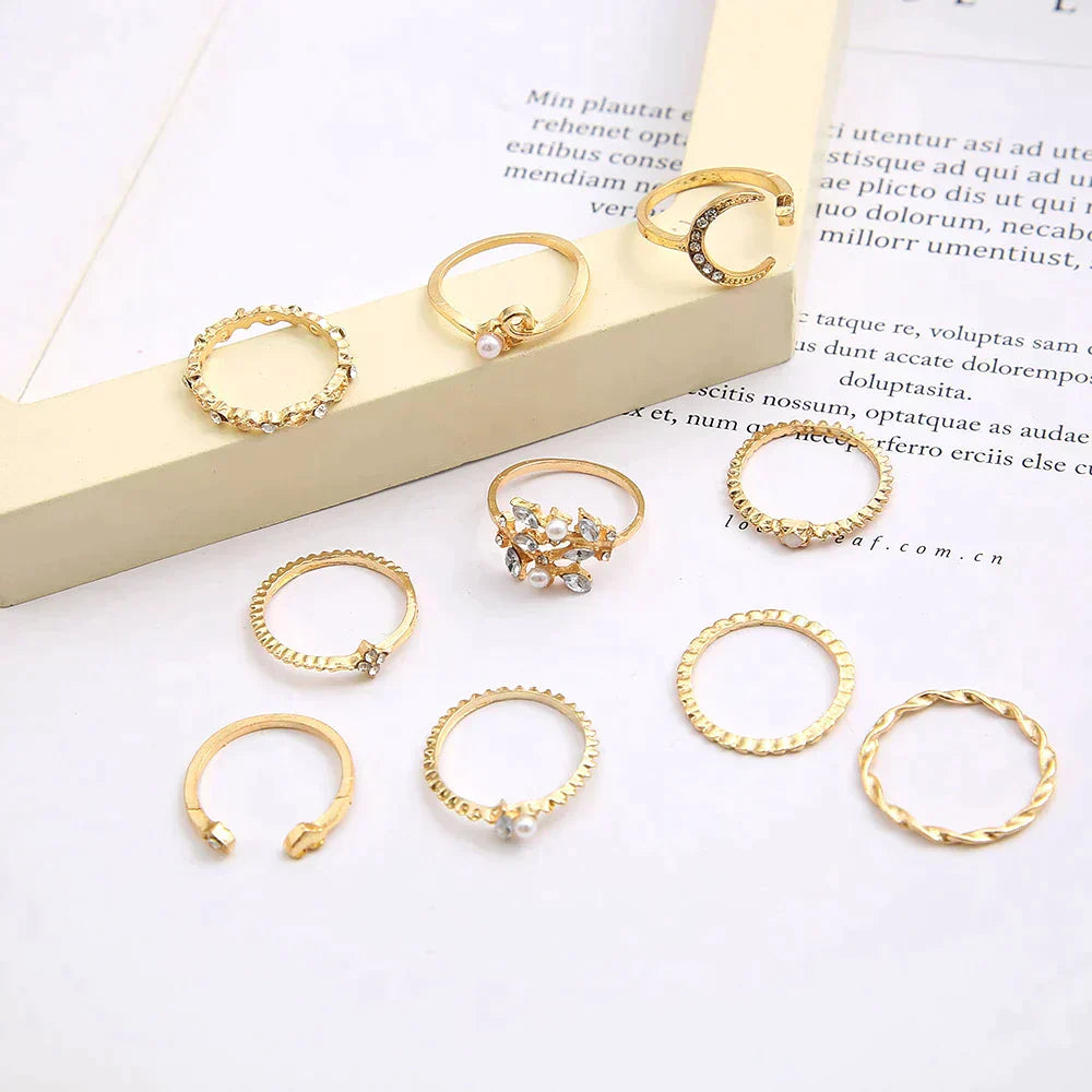 10-Pack Bohemian Silver and Gold Plated Rings