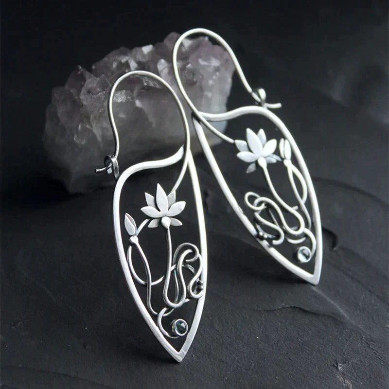 Lotus Flower Earrings in Sterling Silver
