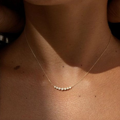 Round Cut White Sapphire Gold Necklace