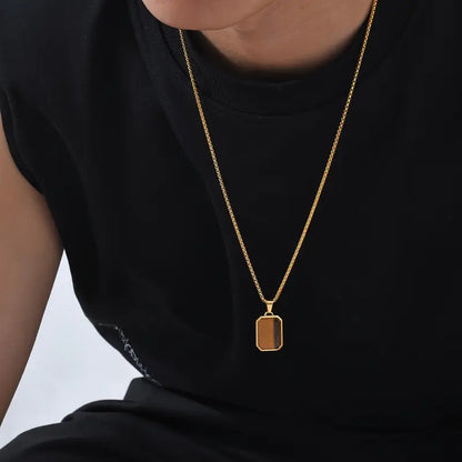 Luxurious Turquoise Tiger Eye Stone Pendant Necklace