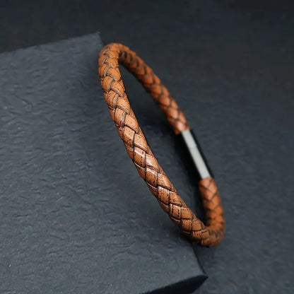 Braided Leather Wristband 6mm Vintage Couture Edition
