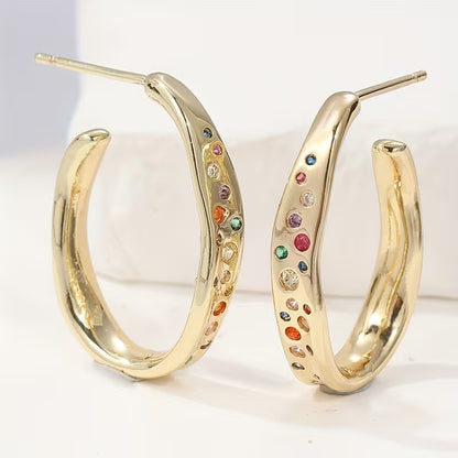 Multicolor Wavy Statement Hoop Earrings