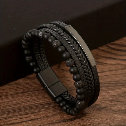 Tiger Eye Woven Leatherette Bracelet Amber Radiance