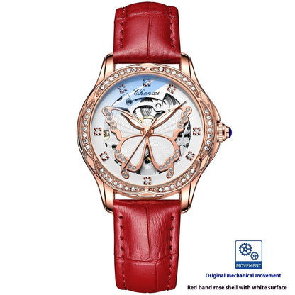Butterfly Dial Diamond Embedded Watch For Women Automatic