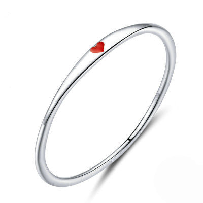 シルバー ラウンドサークル ピュアフィンガーリング シンプルハート刻印リング