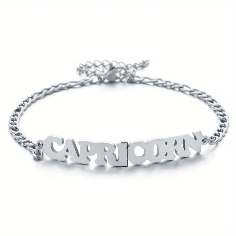 ステンレススチール ゾディアックレターペンダントブレスレット