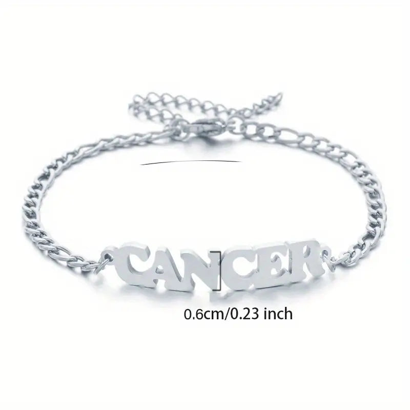 Stainless Steel Zodiac Letter Pendant Bracelet