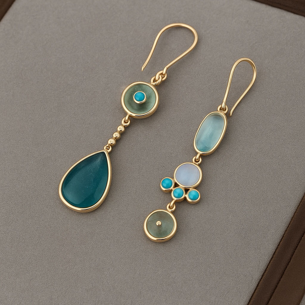 Calista | Drop Earrings with Blue Stones
