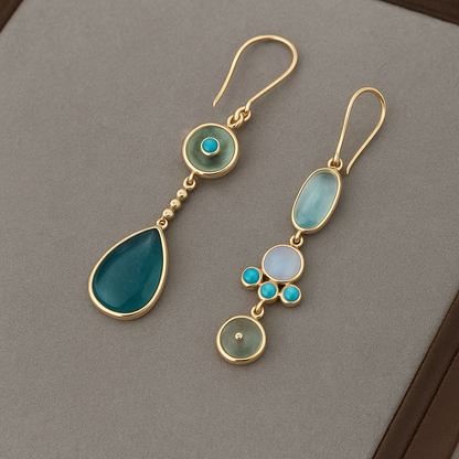 Calista | Drop Earrings with Blue Stones