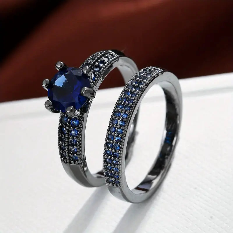 Gold Zirconia Eternity Rings Set