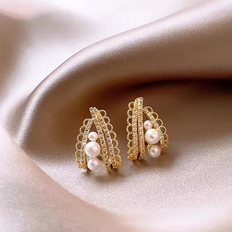French Vintage Sparkle Stud Earrings