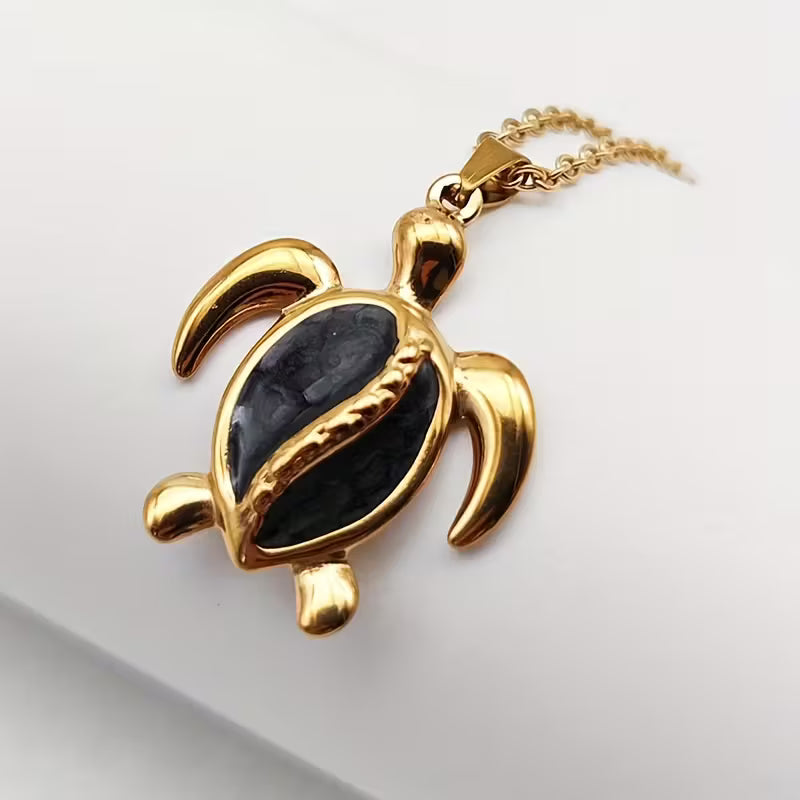 Golden Tides Sea Turtle Pendant Necklace