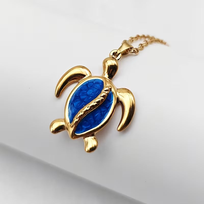 Golden Tides Sea Turtle Pendant Necklace