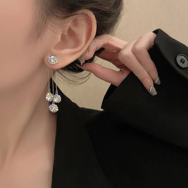 Gold-plated Zircon Triad Earrings