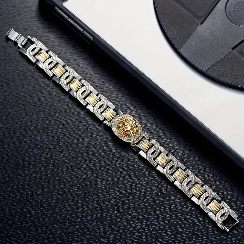 ゴールドプレーテッド ライオンフォレステッド ソブリンキングブレスレット