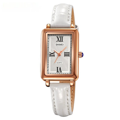 Elegant Rectangular Vintage Womens Quartz Watch Rose Gold