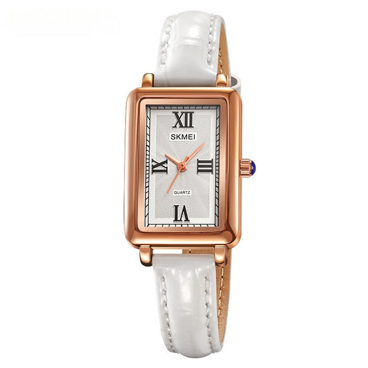 Elegant Rectangular Vintage Womens Quartz Watch Rose Gold
