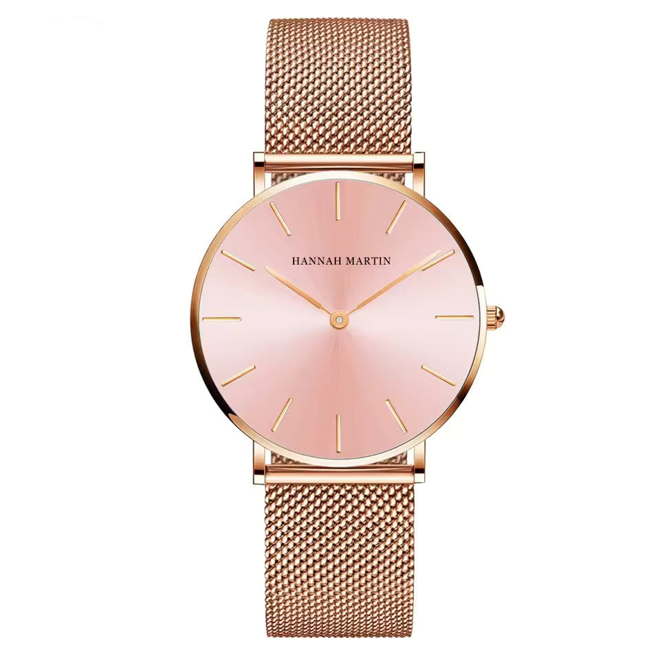 Elegant Rose Gold Wristwatch Featuring Quartz Movement