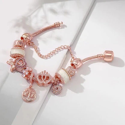 Rose Dreamcatcher Bracelet with Charms Included in Silver