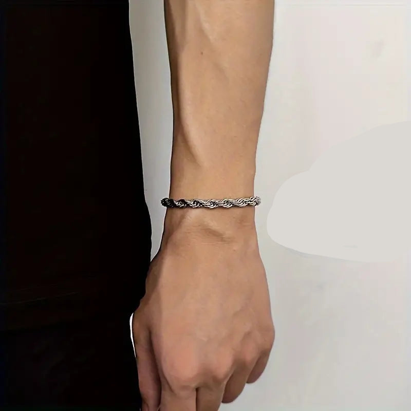 ステンレススチール キューバンリンクチェーンブレスレット ポリッシュ仕上げ