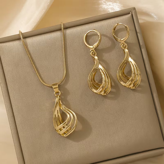 Golden Radiance Cascade Jewelry Set