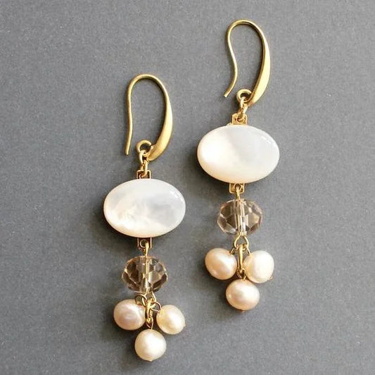 Vintage White Stone & Pearl Earrings