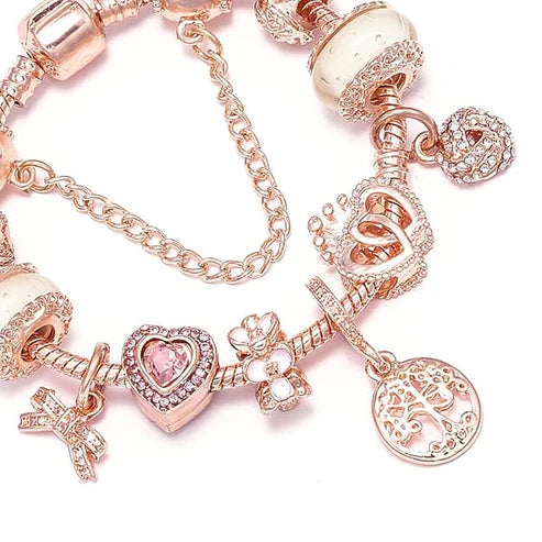 Rose Dreamcatcher Bracelet with Charms Included in Silver