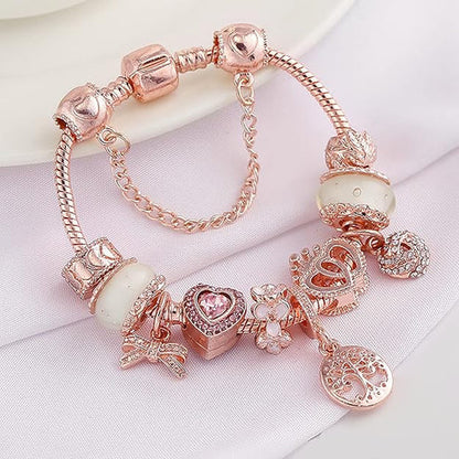 Rose Dreamcatcher Bracelet with Charms Included in Silver