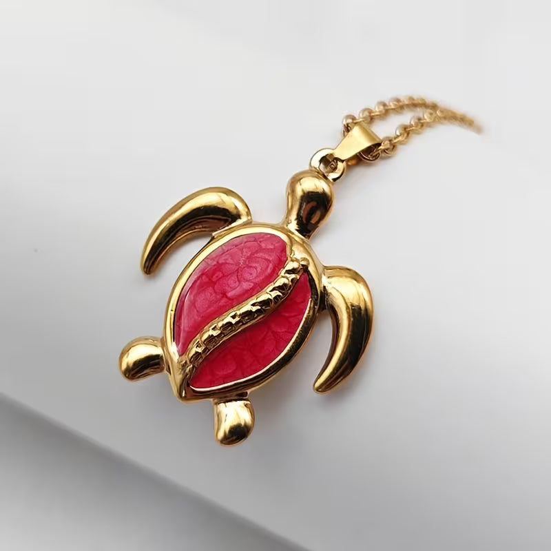 Golden Tides Sea Turtle Pendant Necklace