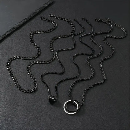 Men's Opulent Obsidian Black Stainless Cuban Chain