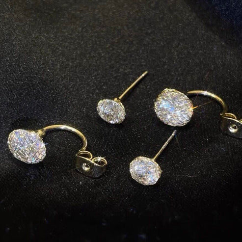 Double-ended earrings with zircons