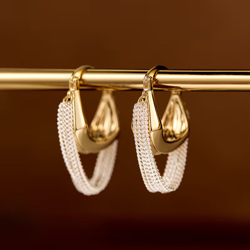 Elegant Golden Drop Clip-On Earrings