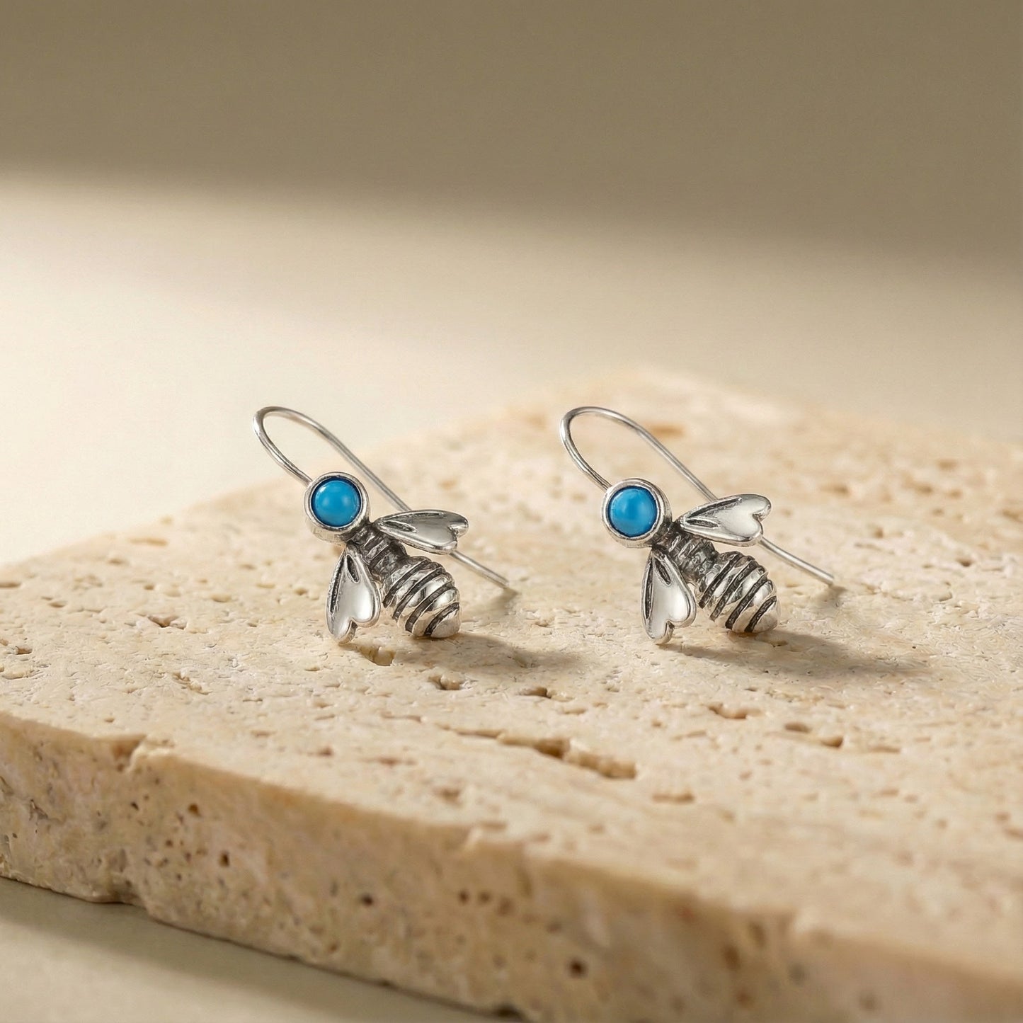 Azure Whisper Bee Earrings
