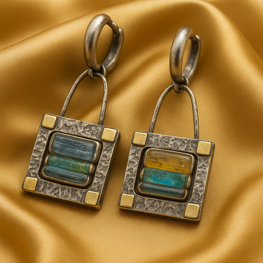 Náušnice s modrozeleným krystalem