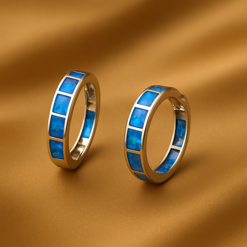 Stříbrné náušnice s modrým opálem