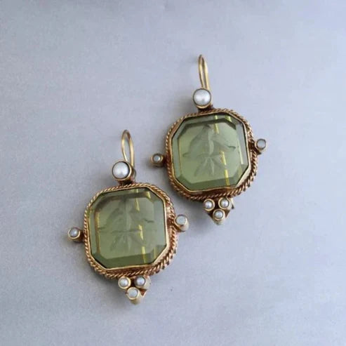 Vintage Green Crystal Earrings