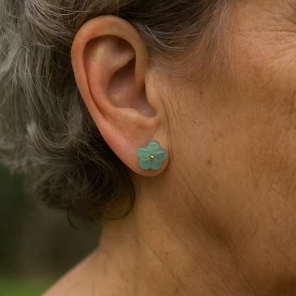 Vintage Turquoise Crystal Flower Earrings