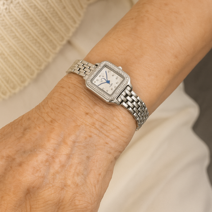 Chic Square Watch With Sparkling Diamond Accents Gleaming