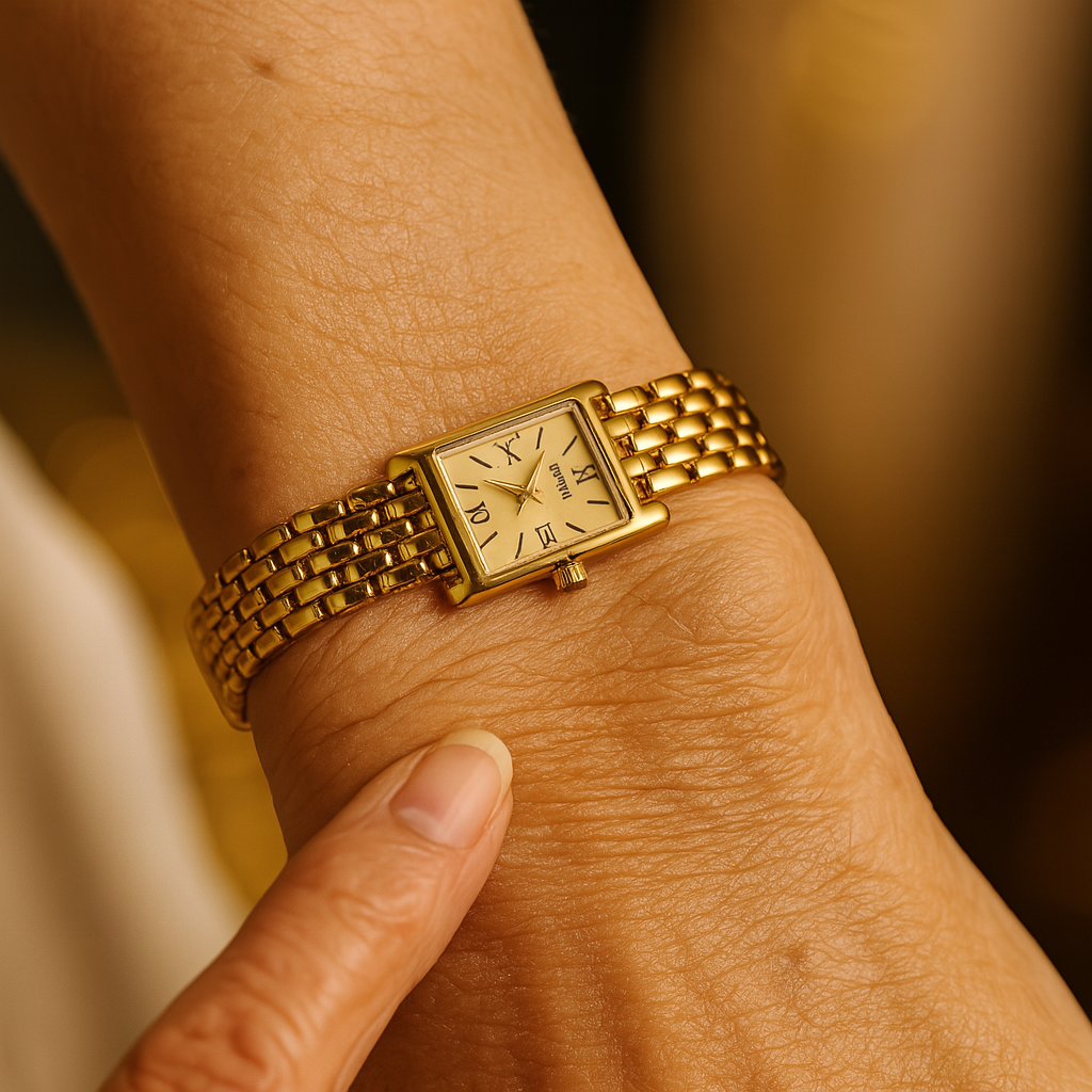 Extravagant Gold Tone Quartz Watch Stainless Steel