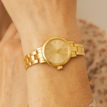 Elegant Golden Tone Stainless Steel Minimalist Watch