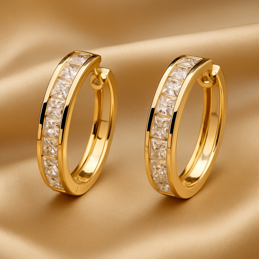 Elegantní zlaté a krystalové náušnice