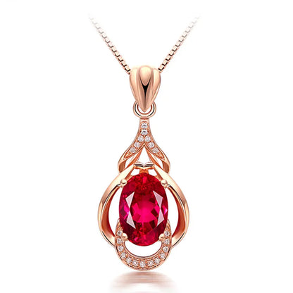 Exquisite Red Crystal Gold Necklace