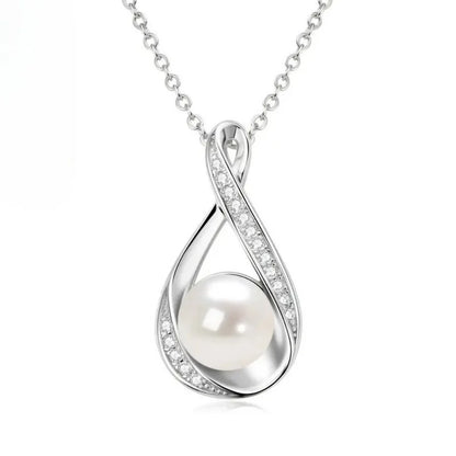 Gold Infinity Pendant with Freshwater Pearl