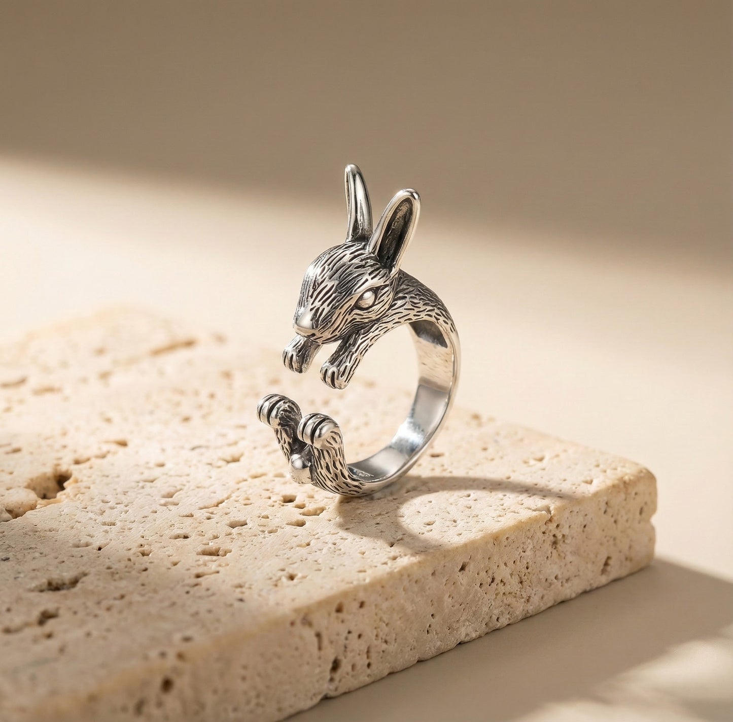 Graceful Woodland Rabbit Ring